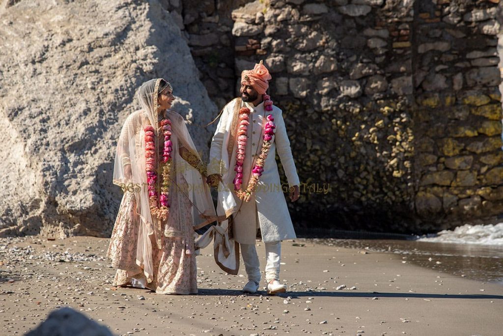 indian spouses on the italian beach 1024x683 - Breathtaking seaview wedding in Sorrento