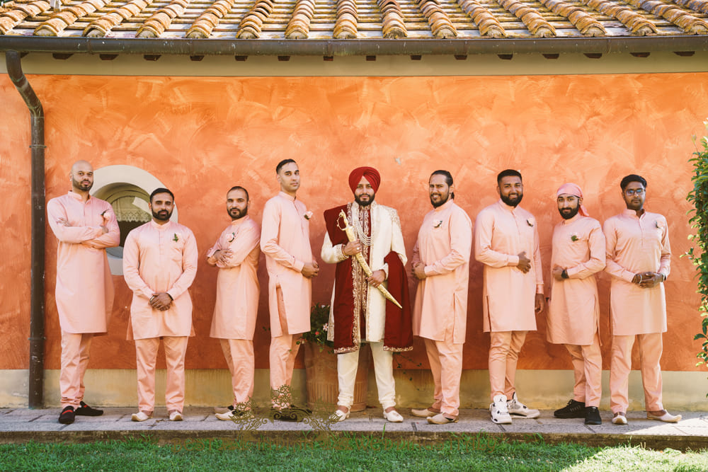 pink color palette for sikh groom wedding - Classy Sikh wedding in an elegant Villa in Tuscany