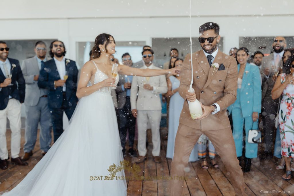 champagne toast wedding italy 1024x683 - 4-days Indian beach wedding celebrations in Italy