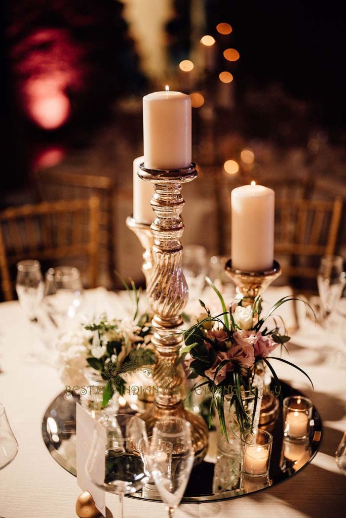 candles flowers reception decor 683x1024 - Gorgeous Hindu wedding celebrations in Tuscany