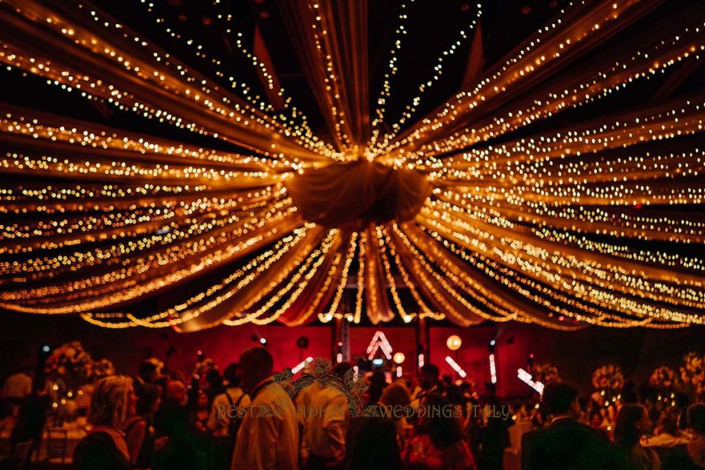 fairy light reception decor italy 1024x683 - Gorgeous Hindu wedding celebrations in Tuscany