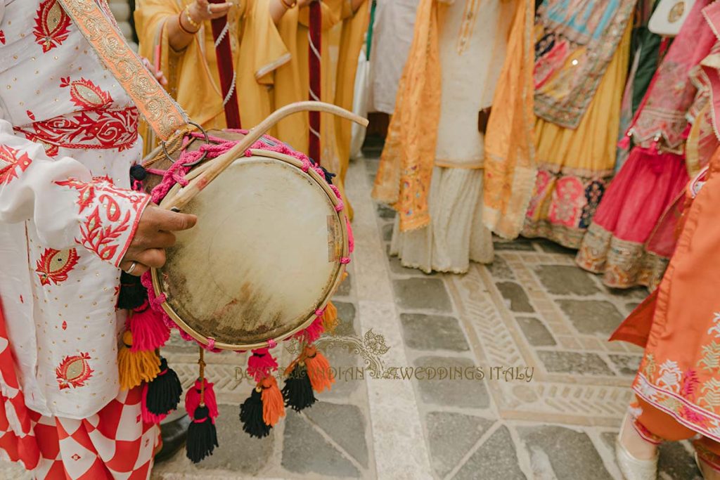 dhol drummer italy 1024x683 - Exclusive Sikh Pre-Wedding Celebrations in Rome: A Luxurious Multi-Venue Experience