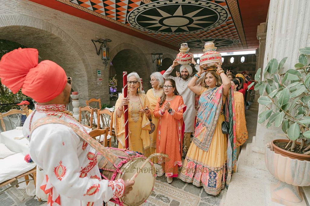 dhol player indian sikh jaggo italy 1024x683 - Exclusive Sikh Pre-Wedding Celebrations in Rome: A Luxurious Multi-Venue Experience