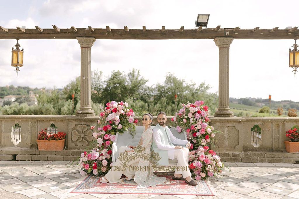 flower decor photo corner indian wedding 1024x683 - Exclusive Sikh Pre-Wedding Celebrations in Rome: A Luxurious Multi-Venue Experience