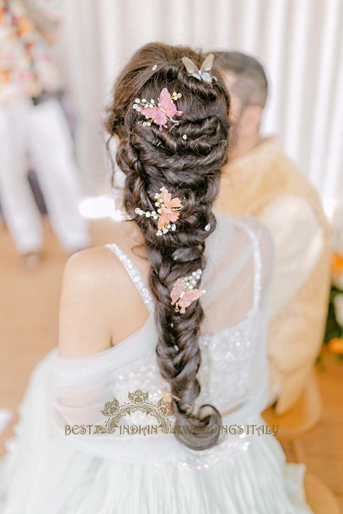 flowers hair decor indian bride 683x1024 - Exclusive Sikh Pre-Wedding Celebrations in Rome: A Luxurious Multi-Venue Experience