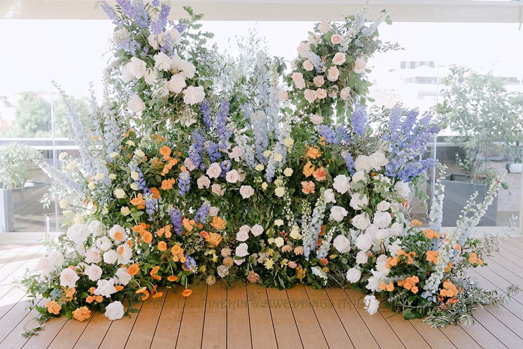 grounded arch colorful flowers 1024x683 - Exclusive Sikh Pre-Wedding Celebrations in Rome: A Luxurious Multi-Venue Experience