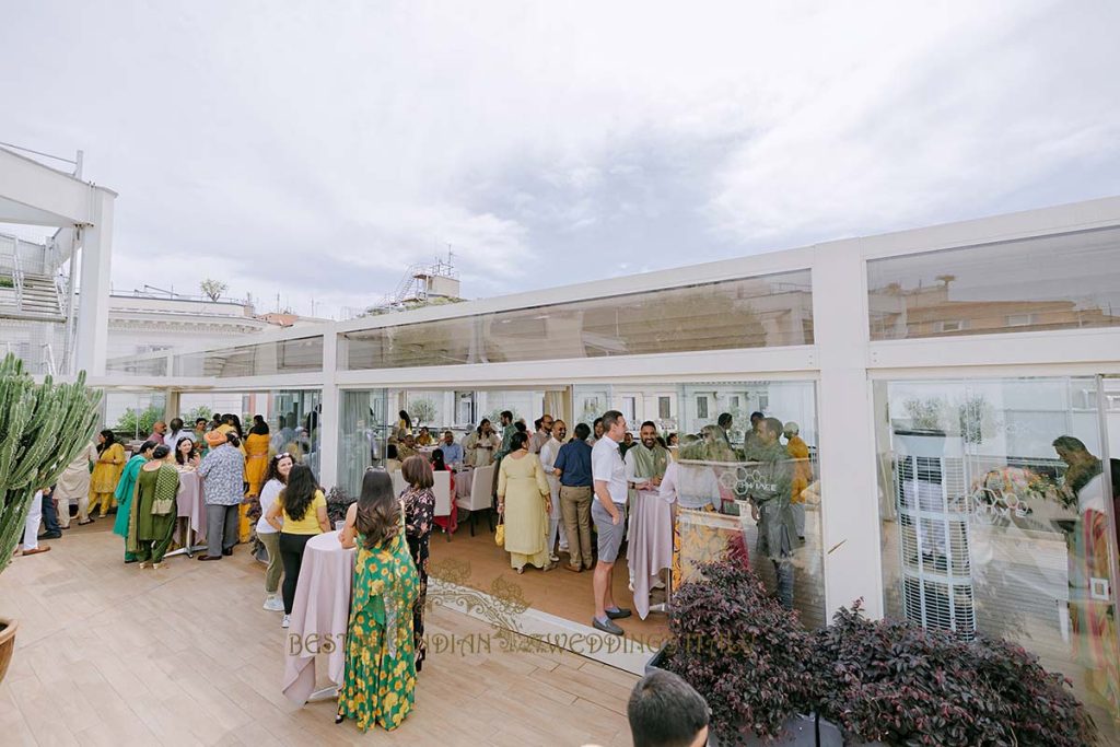 rooftop terrace sikh pre wedding event rome 1024x683 - Exclusive Sikh Pre-Wedding Celebrations in Rome: A Luxurious Multi-Venue Experience