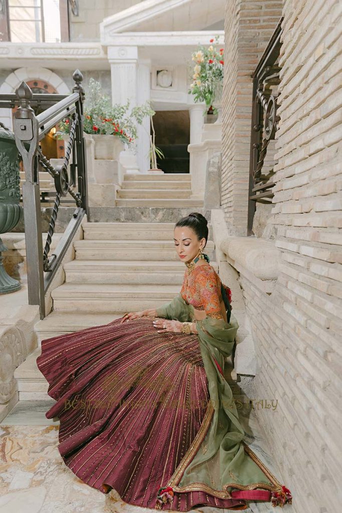 sangeet outfit indian bride 683x1024 - Exclusive Sikh Pre-Wedding Celebrations in Rome: A Luxurious Multi-Venue Experience
