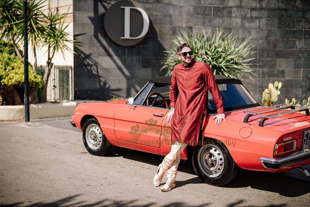 alfa romeo wedding car sicily 1024x683 - A Cross-Cultural Fairytale in Sicily: A South-Indian Wedding Celebration Overlooking the Sea
