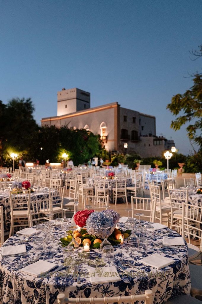 blue tiles decorations italy 682x1024 - A Cross-Cultural Fairytale in Sicily: A South-Indian Wedding Celebration Overlooking the Sea