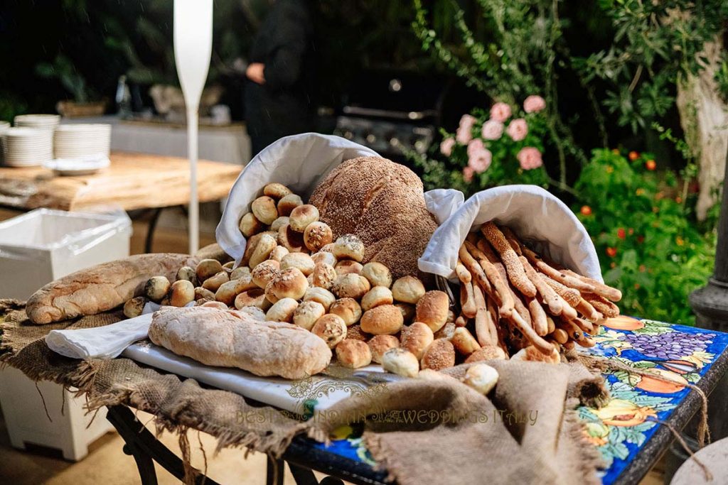 bread station wedding italy 1024x683 - A Cross-Cultural Fairytale in Sicily: A South-Indian Wedding Celebration Overlooking the Sea