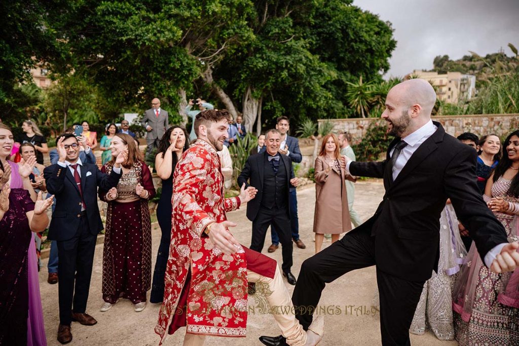 energic baraat fun sicily 1024x683 - A Cross-Cultural Fairytale in Sicily: A South-Indian Wedding Celebration Overlooking the Sea