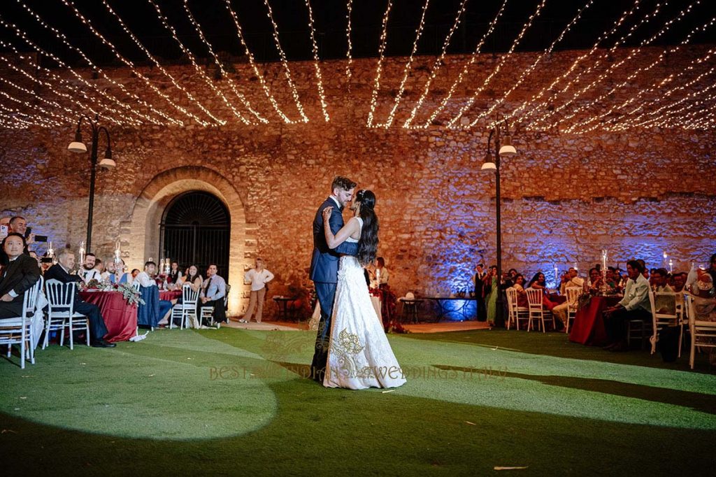 first dance indian wedding italy 1024x682 - A Cross-Cultural Fairytale in Sicily: A South-Indian Wedding Celebration Overlooking the Sea