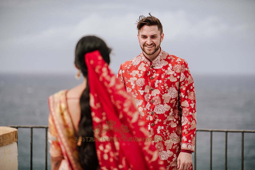 first look on the seaside in sicily 1024x683 - A Cross-Cultural Fairytale in Sicily: A South-Indian Wedding Celebration Overlooking the Sea