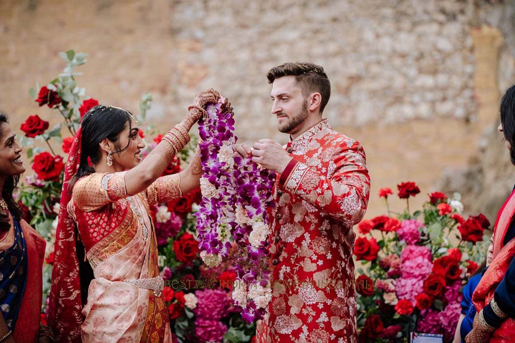 floral wedding garlands italy 1024x683 - A Cross-Cultural Fairytale in Sicily: A South-Indian Wedding Celebration Overlooking the Sea
