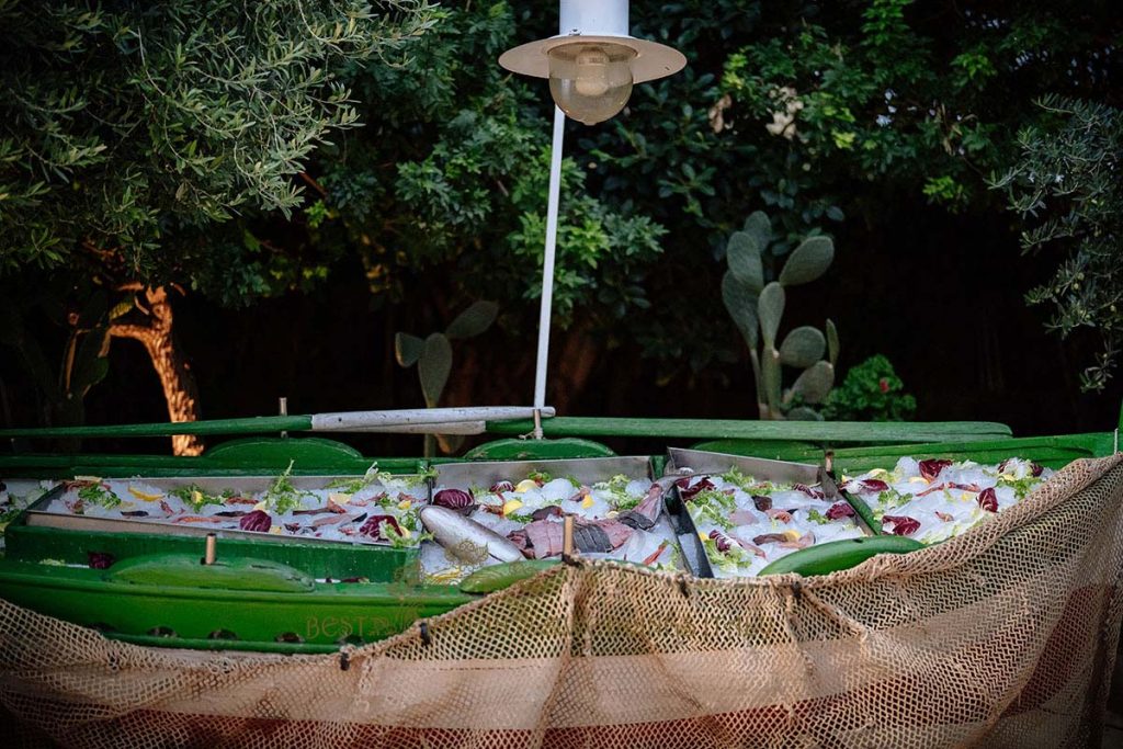 fresh fish station wedding sicily 1024x683 - A Cross-Cultural Fairytale in Sicily: A South-Indian Wedding Celebration Overlooking the Sea