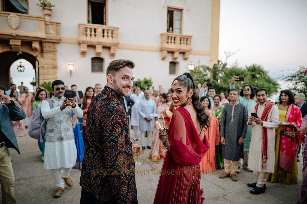 fusion couple indian wedding sicily 1024x682 - A Cross-Cultural Fairytale in Sicily: A South-Indian Wedding Celebration Overlooking the Sea