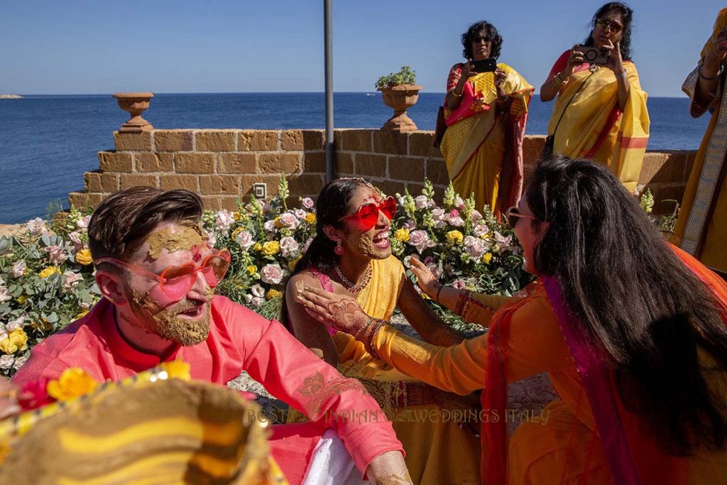 haldi wedding event setup sicily italy 1024x683 - A Cross-Cultural Fairytale in Sicily: A South-Indian Wedding Celebration Overlooking the Sea