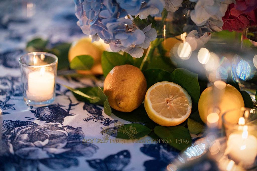 lemon theme wedding decor italy 1024x683 - A Cross-Cultural Fairytale in Sicily: A South-Indian Wedding Celebration Overlooking the Sea