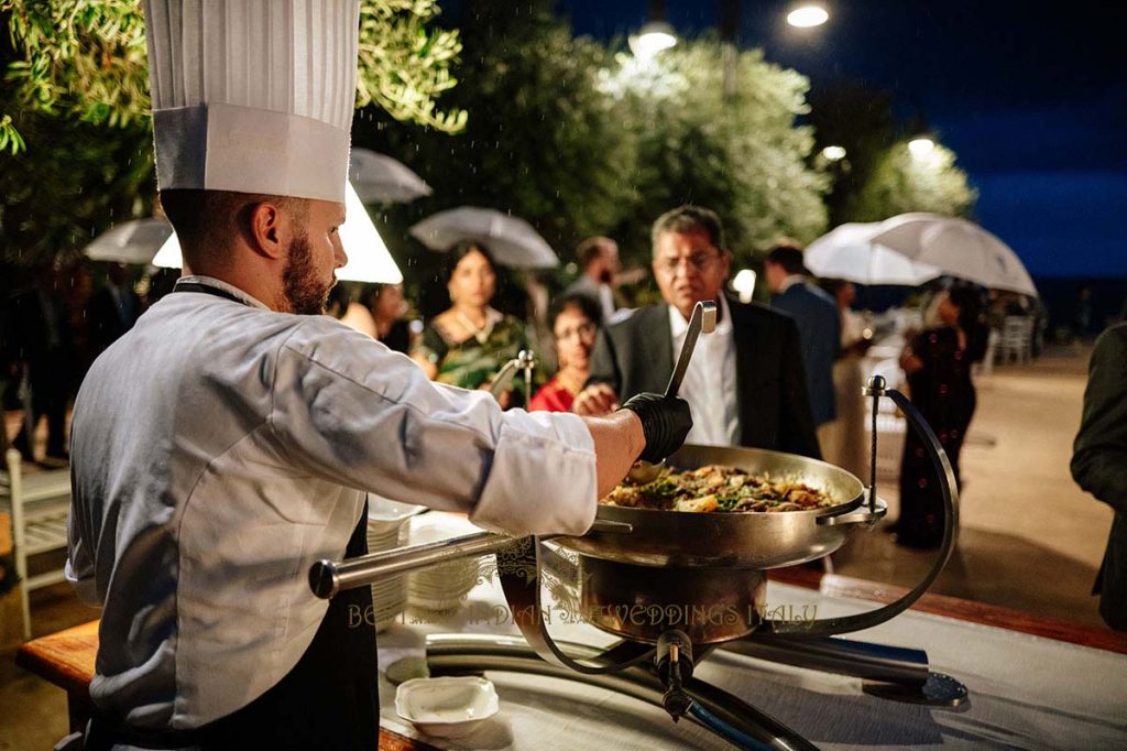 live cooking indian wedding italy 1024x682 - A Cross-Cultural Fairytale in Sicily: A South-Indian Wedding Celebration Overlooking the Sea