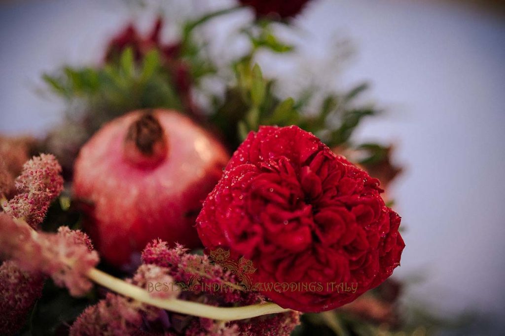 red floral decor 1024x683 - A Cross-Cultural Fairytale in Sicily: A South-Indian Wedding Celebration Overlooking the Sea