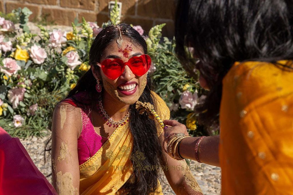 turmeric haldi paste haldi italy 1024x683 - A Cross-Cultural Fairytale in Sicily: A South-Indian Wedding Celebration Overlooking the Sea