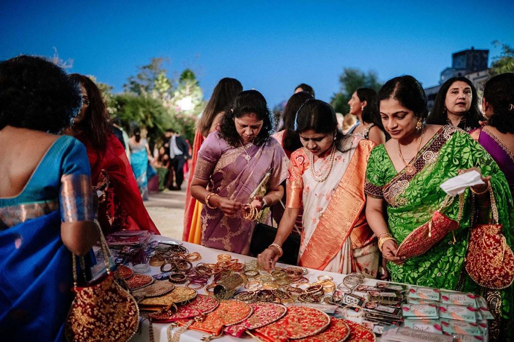 wedding bazaar indian sangeet 1024x682 - A Cross-Cultural Fairytale in Sicily: A South-Indian Wedding Celebration Overlooking the Sea