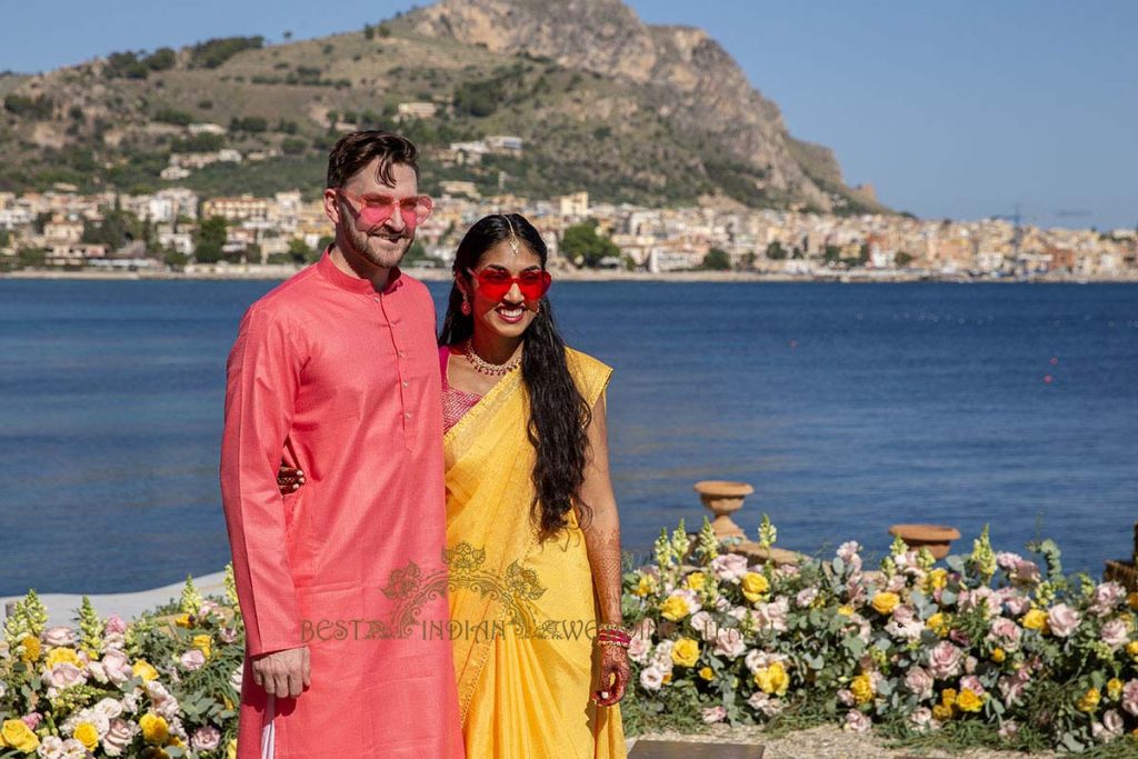 yellow haldi mood italy 1024x683 - A Cross-Cultural Fairytale in Sicily: A South-Indian Wedding Celebration Overlooking the Sea