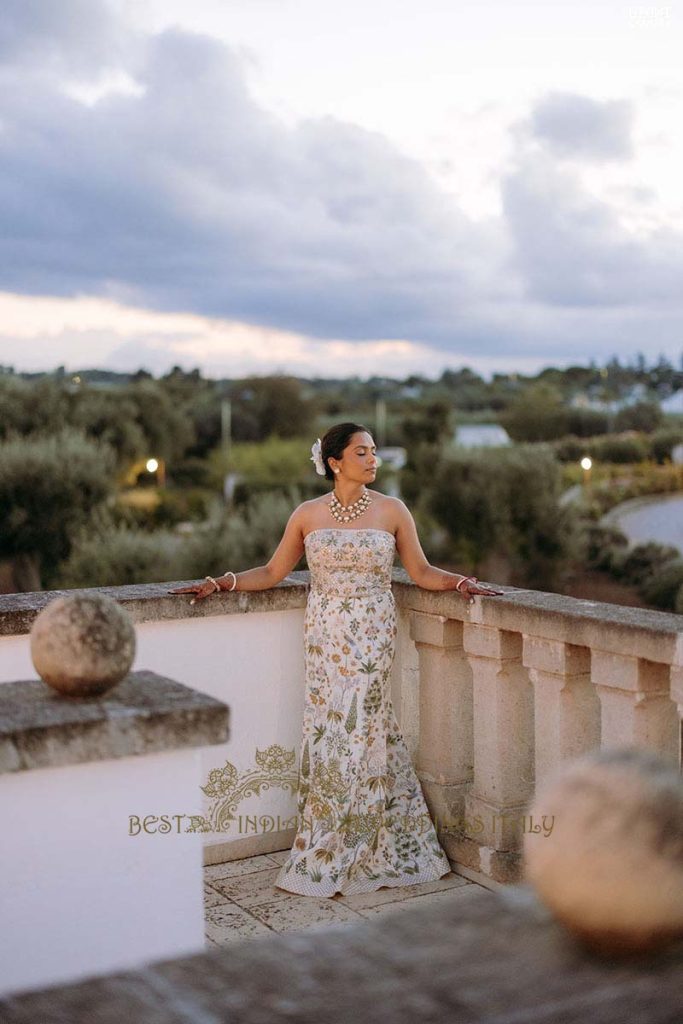 anita dongre reception outfit 683x1024 - Enchanting Indian Wedding in Puglia with A Unique Mandap Design