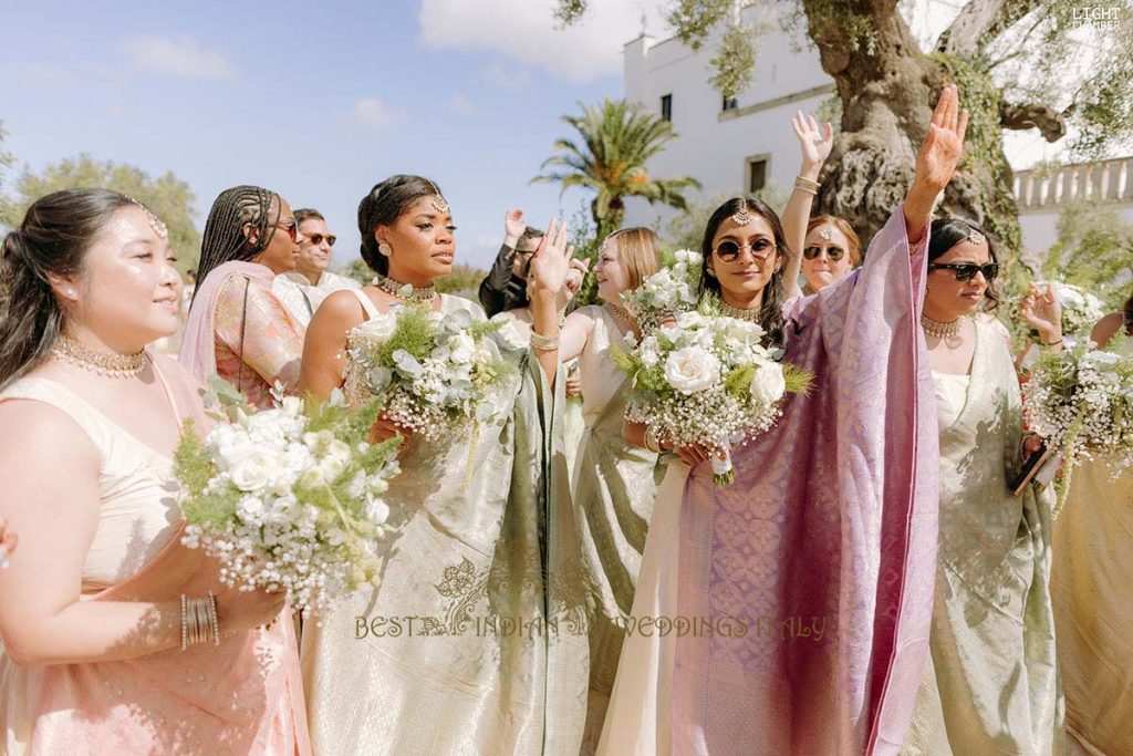 bridesmaids bouquet wedding puglia 1024x683 - Enchanting Indian Wedding in Puglia with A Unique Mandap Design