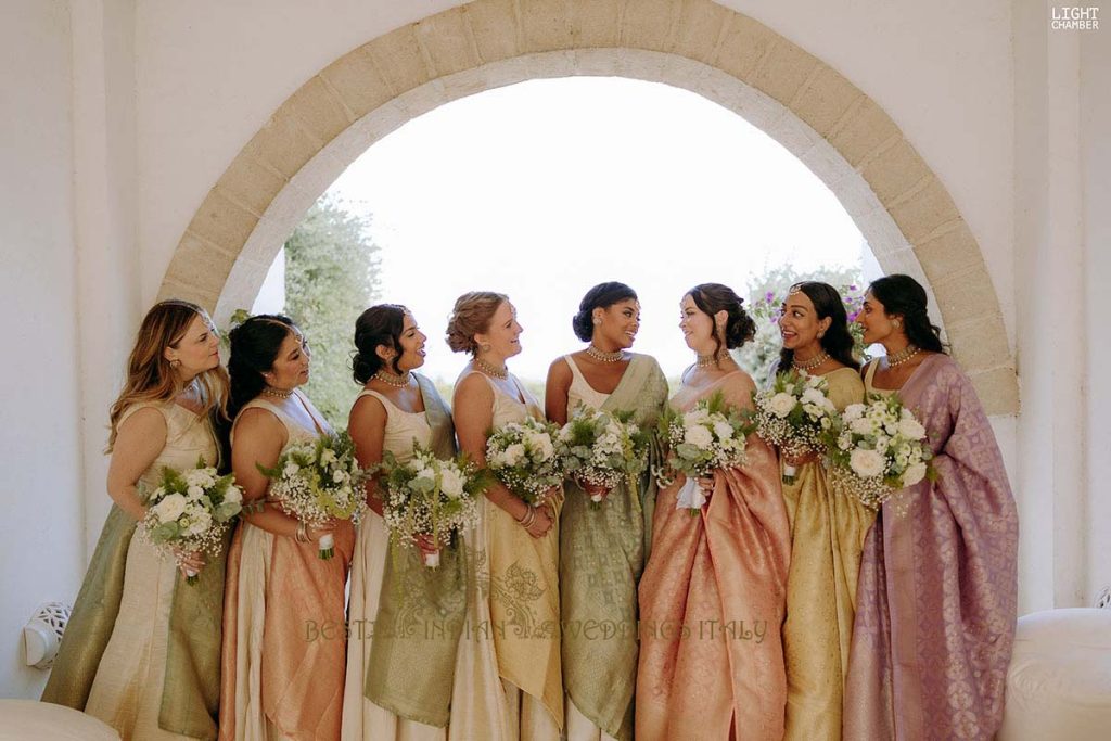 bridesmaids wedding puglia 1024x683 - Enchanting Indian Wedding in Puglia with A Unique Mandap Design