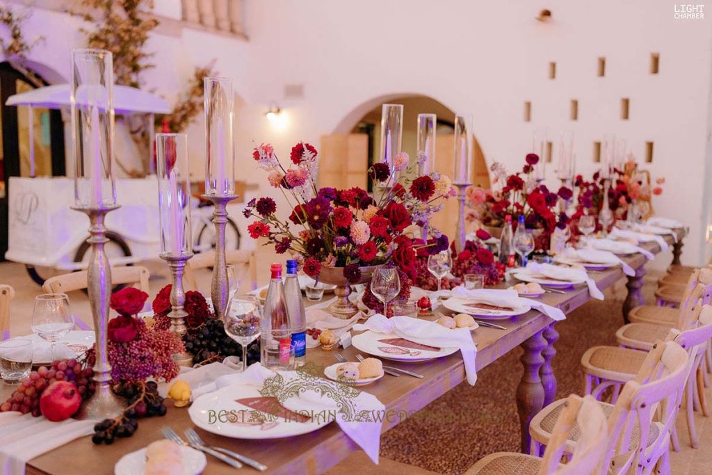 deep red flowers wedding decor 1024x683 - Enchanting Indian Wedding in Puglia with A Unique Mandap Design