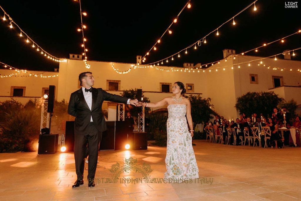 first dance under the fairy lights 1024x683 - Enchanting Indian Wedding in Puglia with A Unique Mandap Design