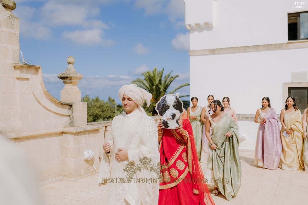 first look indian couple italy 1024x683 - Enchanting Indian Wedding in Puglia with A Unique Mandap Design