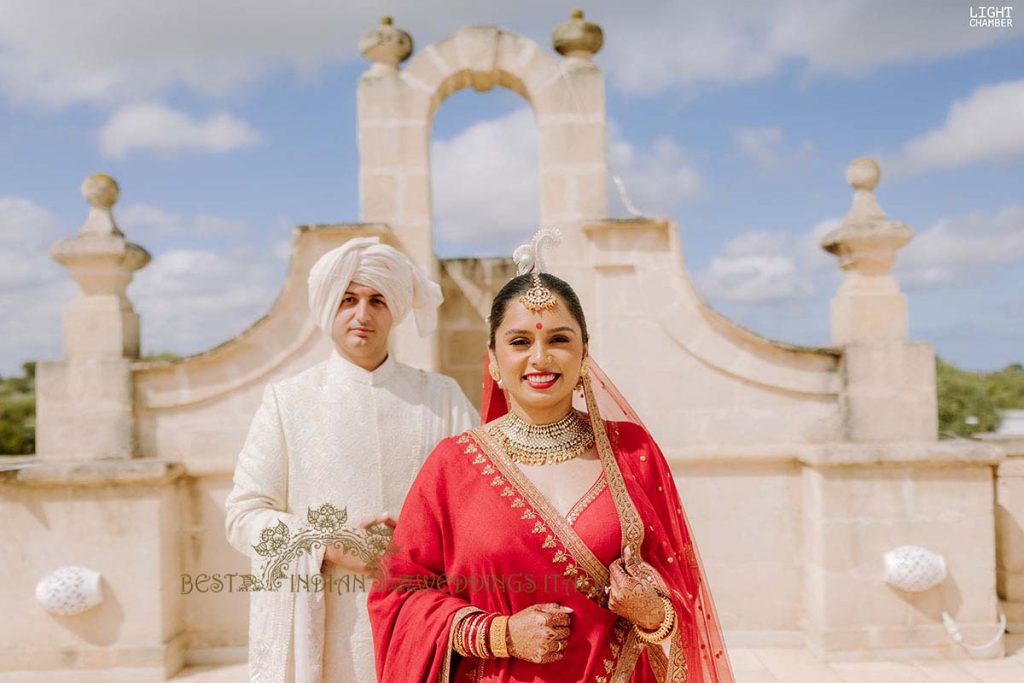 indian couple wedding portrait 1024x683 - Enchanting Indian Wedding in Puglia with A Unique Mandap Design