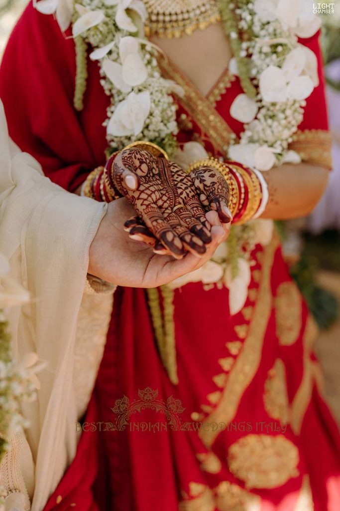 intricate bridal mehndi italy 683x1024 - Enchanting Indian Wedding in Puglia with A Unique Mandap Design