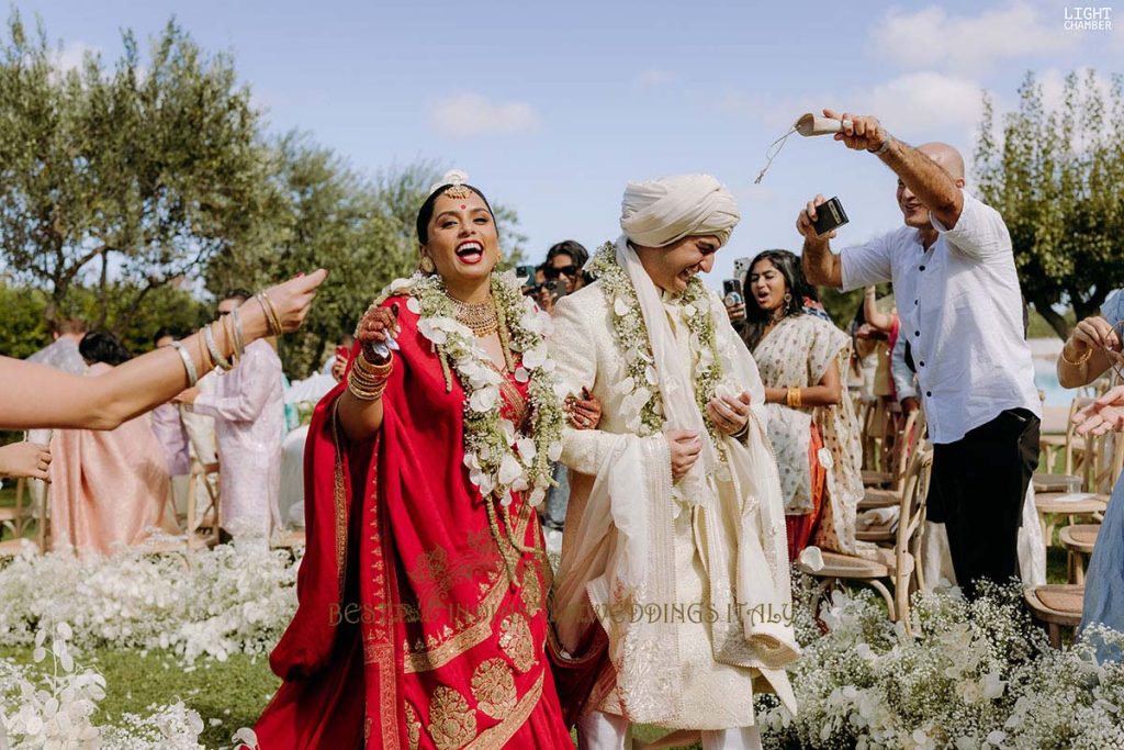 petals toss wedding italy 1024x683 - Enchanting Indian Wedding in Puglia with A Unique Mandap Design