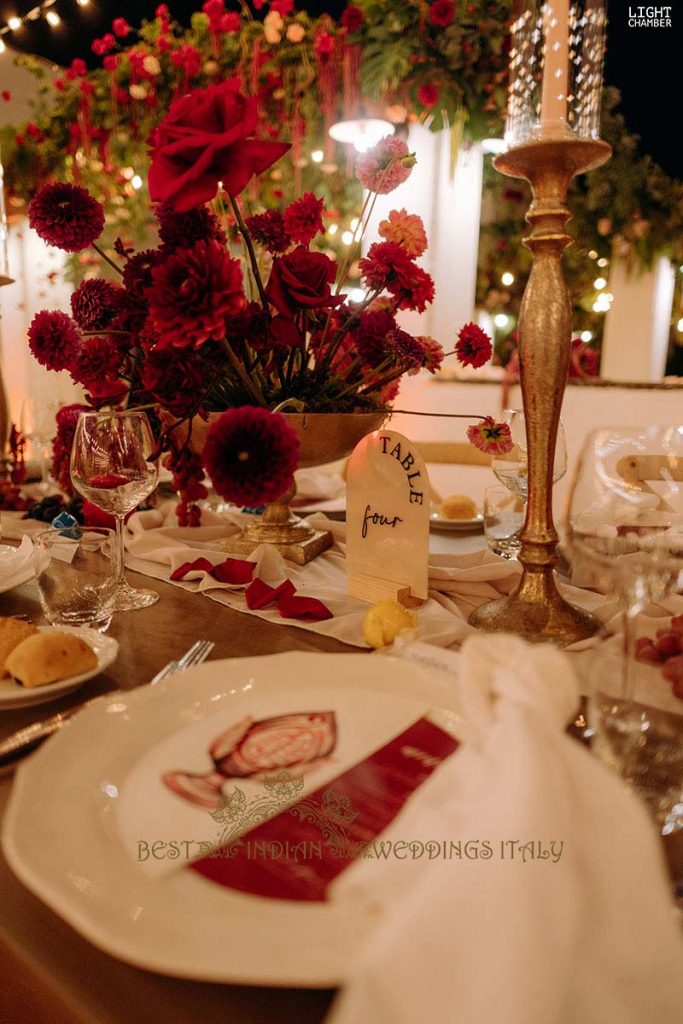round menu card wedding reception 683x1024 - Enchanting Indian Wedding in Puglia with A Unique Mandap Design