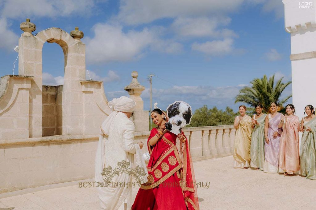 surprise first look italy 1024x683 - Enchanting Indian Wedding in Puglia with A Unique Mandap Design