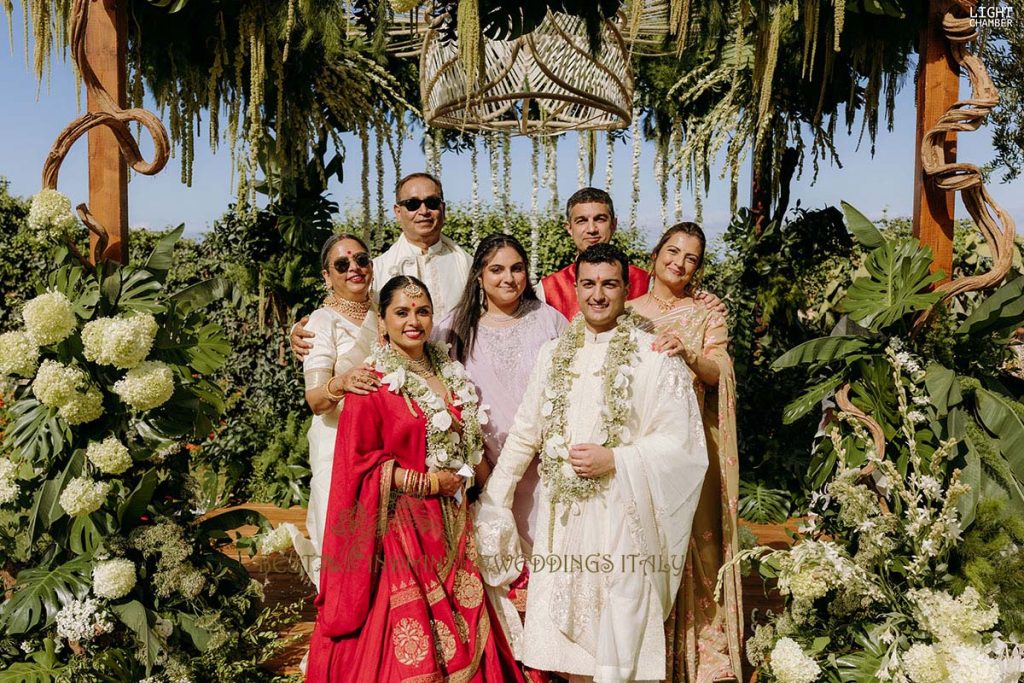 white and green wedding mandap 1024x683 - Enchanting Indian Wedding in Puglia with A Unique Mandap Design