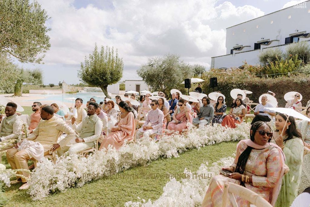 white flowers cloud aisle 1024x683 - Enchanting Indian Wedding in Puglia with A Unique Mandap Design