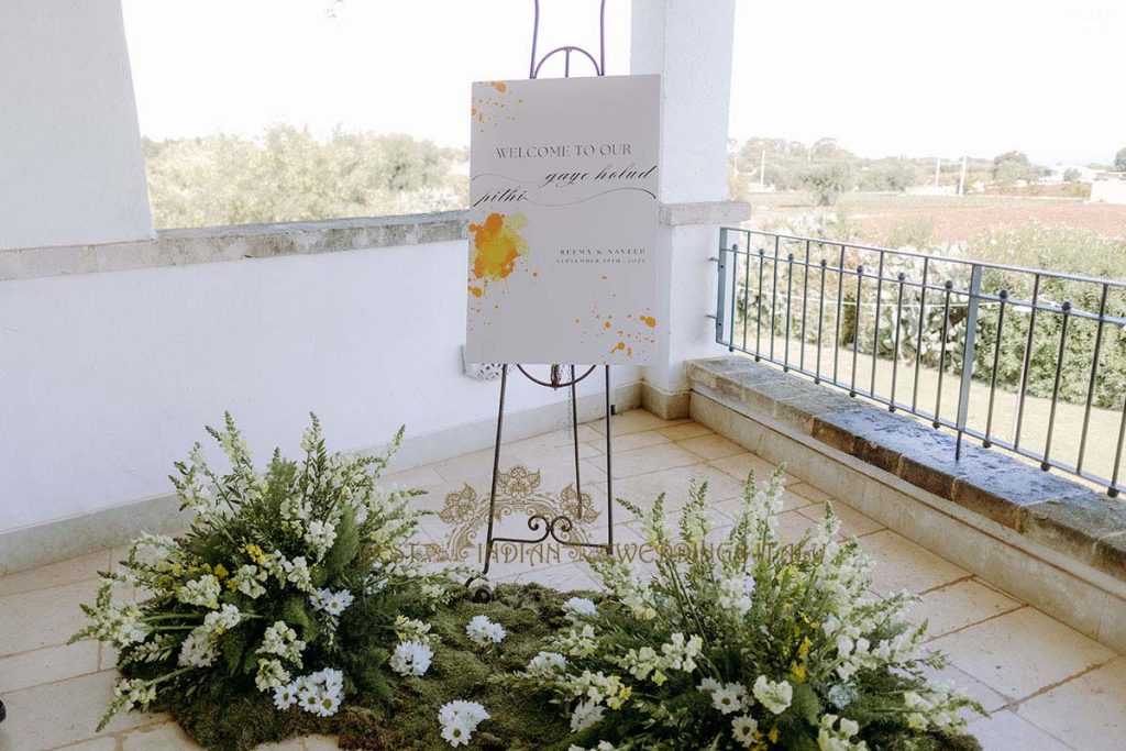 haldi decor setup italy 1024x683 - Radiant Indian-Persian Wedding in Puglia: Iconic Venues and Cultural Fusion