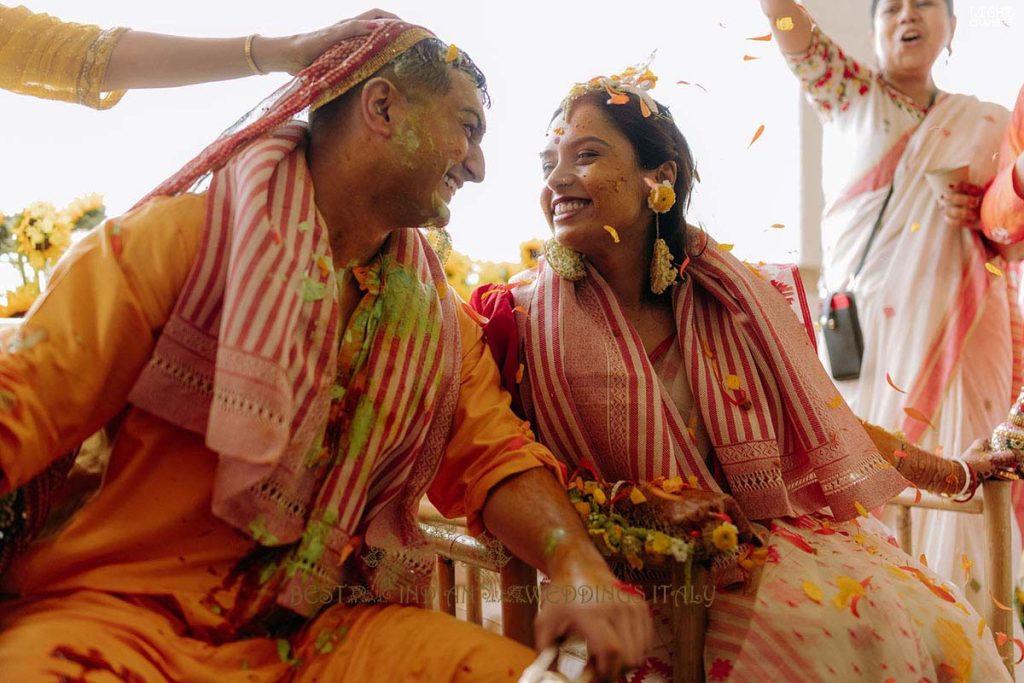 indian couple pithi puglia 1024x683 - Radiant Indian-Persian Wedding in Puglia: Iconic Venues and Cultural Fusion