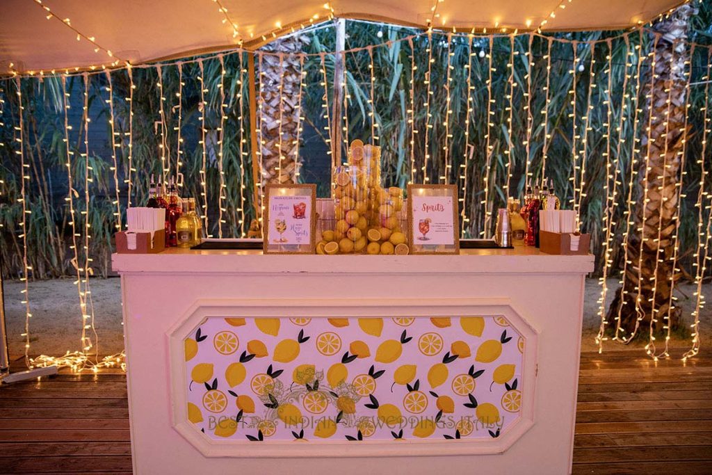 lemon theme bar decor 1024x683 - Radiant Indian-Persian Wedding in Puglia: Iconic Venues and Cultural Fusion