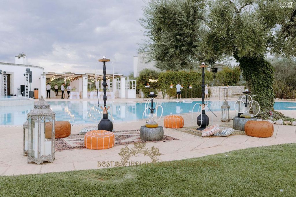 shisha corner wedding 1024x683 - Radiant Indian-Persian Wedding in Puglia: Iconic Venues and Cultural Fusion