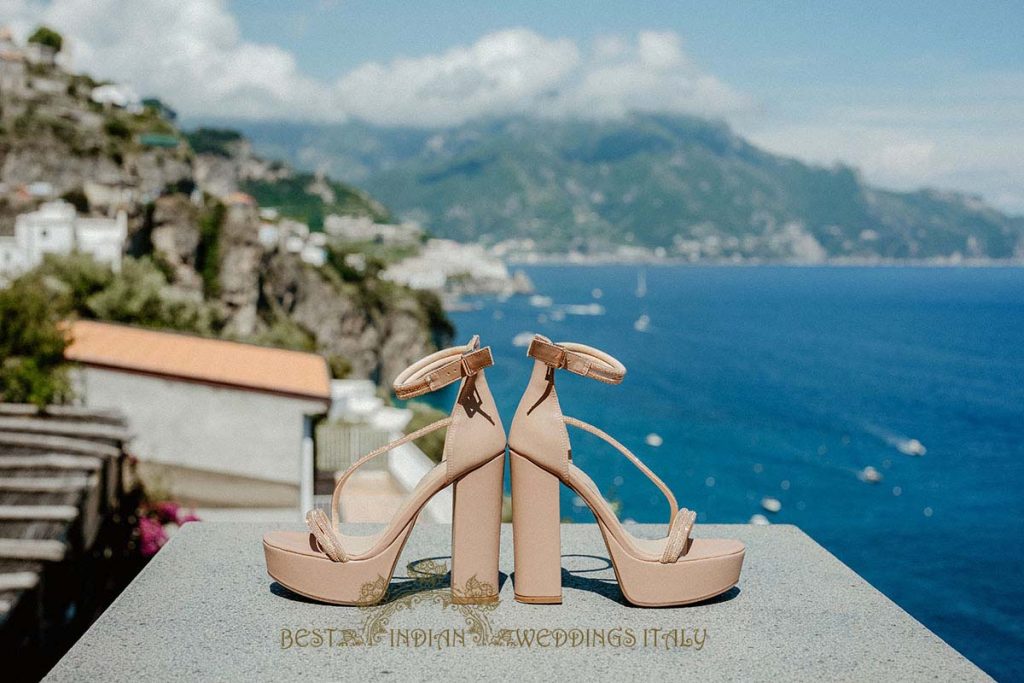 bridal shoes indian wedding 1024x683 - Intimate Micro Wedding on the Amalfi Coast: Pratiksha &amp; Amit's Fairy Tale