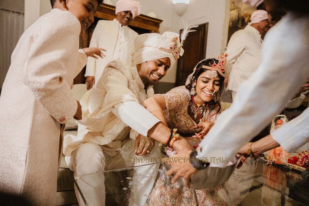 bride and groom ritual 1024x683 - Intimate Micro Wedding on the Amalfi Coast: Pratiksha &amp; Amit's Fairy Tale