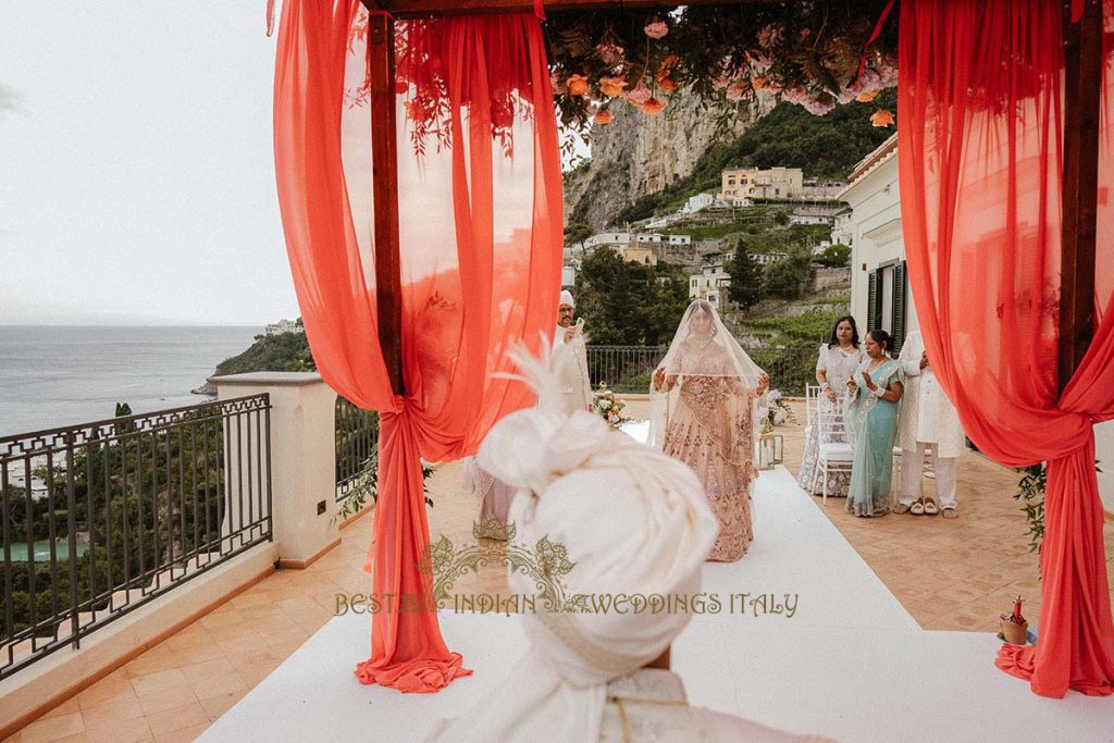 bride arrival ceremony 1024x683 - Intimate Micro Wedding on the Amalfi Coast: Pratiksha &amp; Amit's Fairy Tale