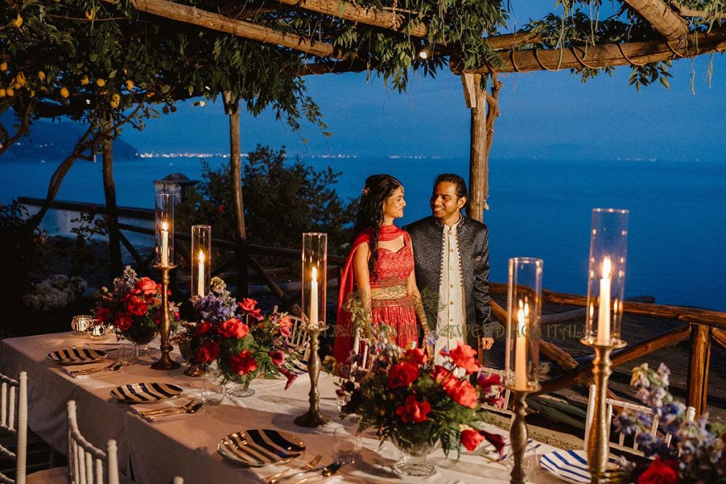 bride groom reception 1024x683 - Intimate Micro Wedding on the Amalfi Coast: Pratiksha &amp; Amit's Fairy Tale