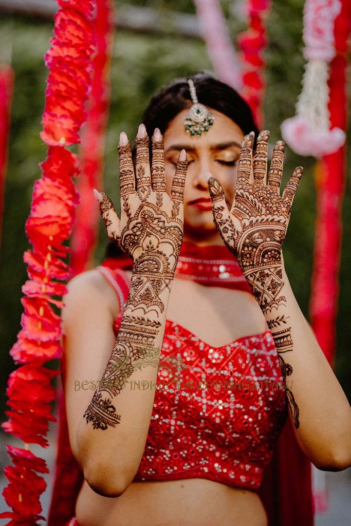 bride photoshoot henna 683x1024 - Intimate Micro Wedding on the Amalfi Coast: Pratiksha &amp; Amit's Fairy Tale